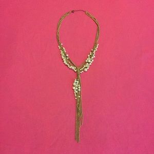 📿 long gold & pearl necklace 📿